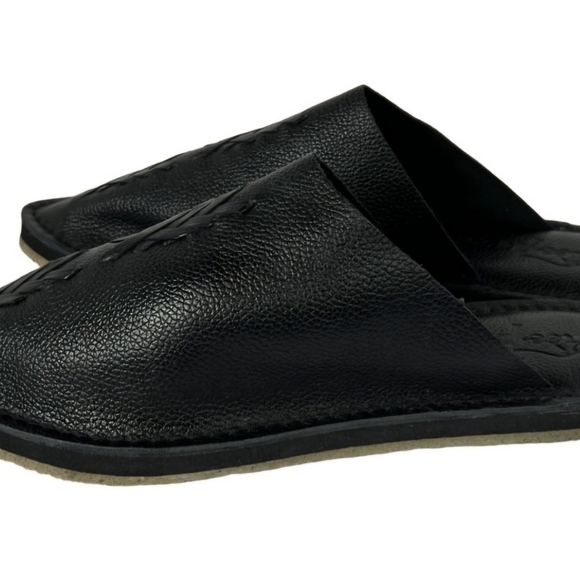 *NWOT* Free People Black Leather Nova Woven Detail Slip On Mule Flat Size 38 / 8 - Picture 3 of 11